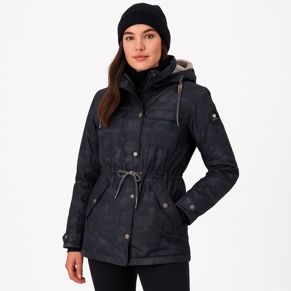 Obermeyer Celestia Black Camo Insulated Ski Jacket Size 4 Waterproof Winter Coat - Picture 2 of 16